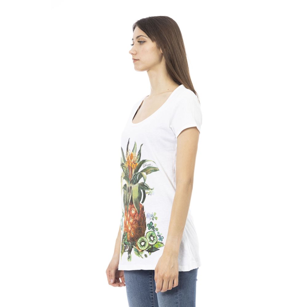 Camiseta blanca de algodón para mujer