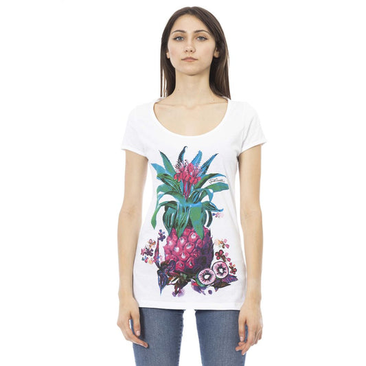 Camiseta blanca de algodón para mujer