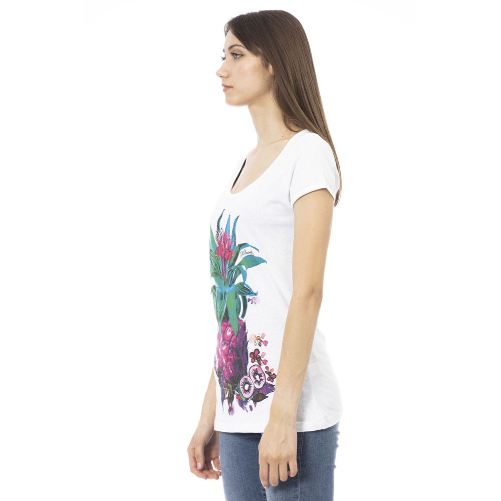 Camiseta blanca de algodón para mujer