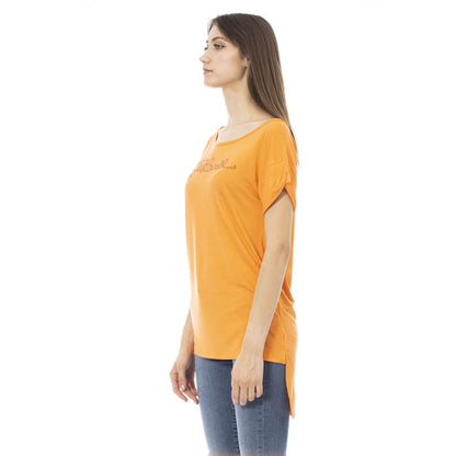 Camiseta de algodón naranja para mujer