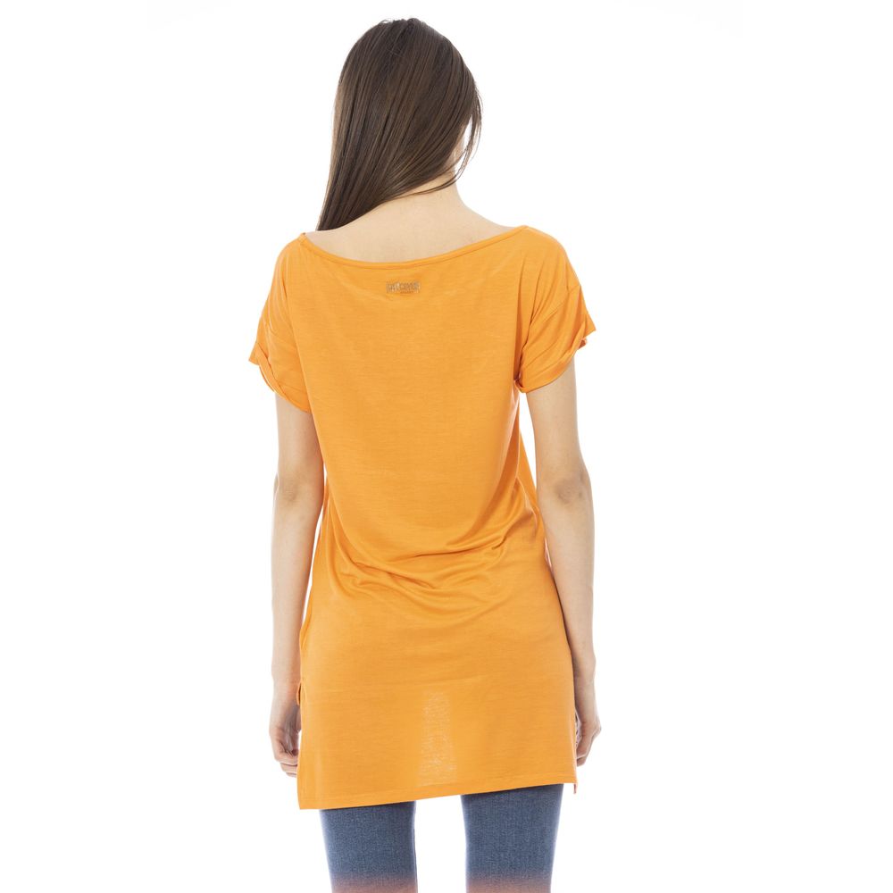 Camiseta de algodón naranja para mujer