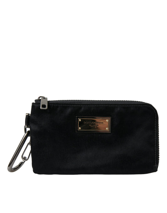 Elegante bolso de diseño de nailon y cuero en color negro