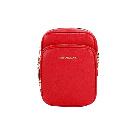 Bolso bandolera Jet Set North South Chain de piel granulada en rojo brillante