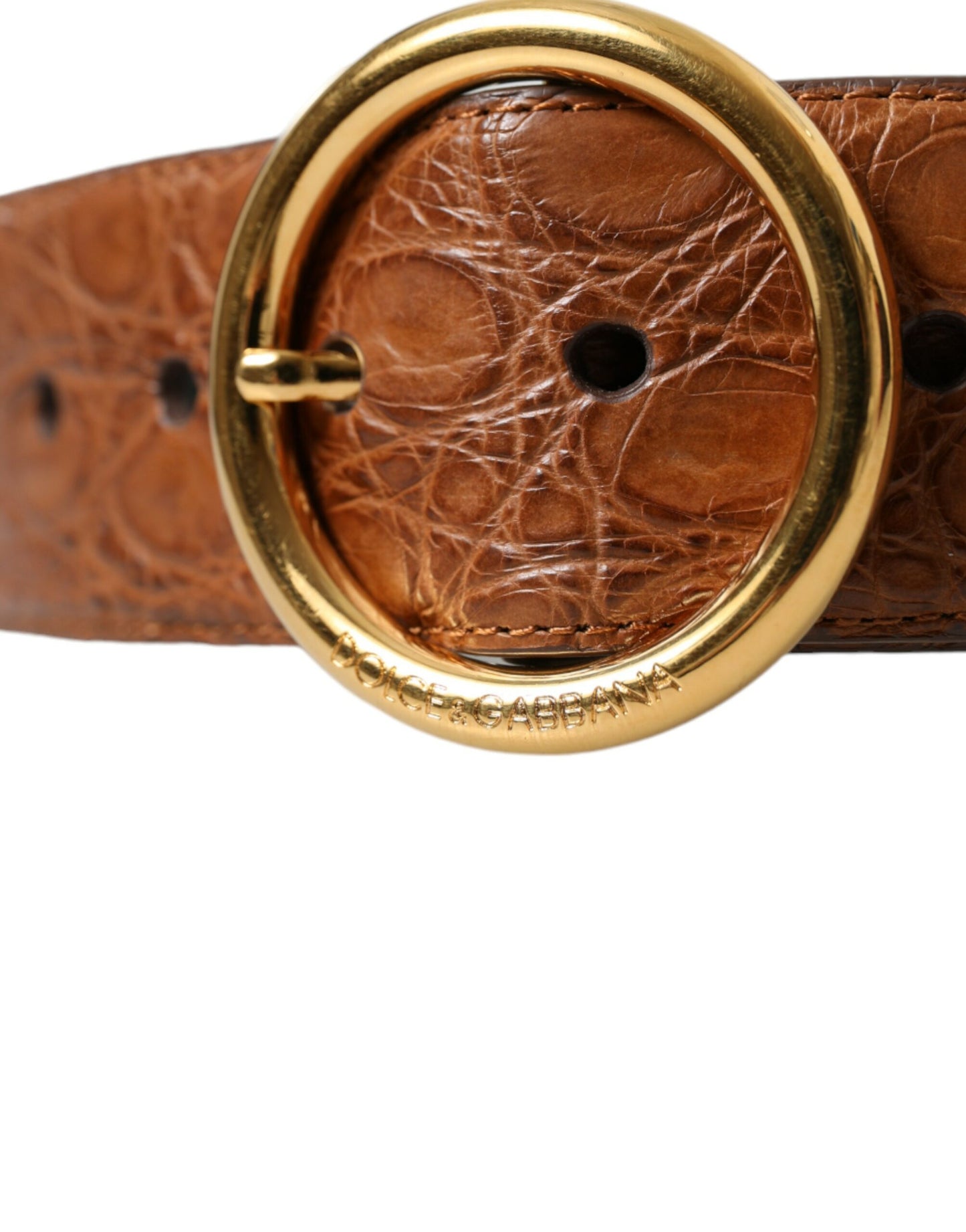 Cinturón elegante de piel exótica - Marrón intenso