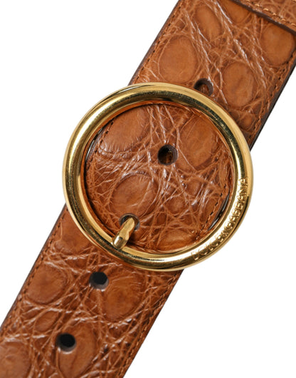 Cinturón elegante de piel exótica - Marrón intenso