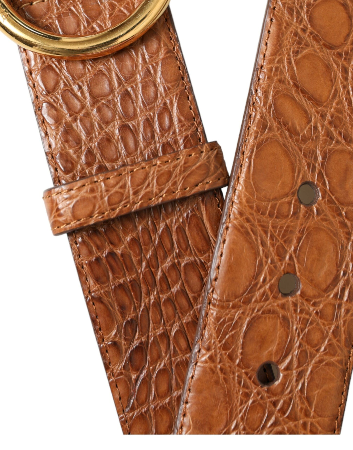 Cinturón elegante de piel exótica - Marrón intenso