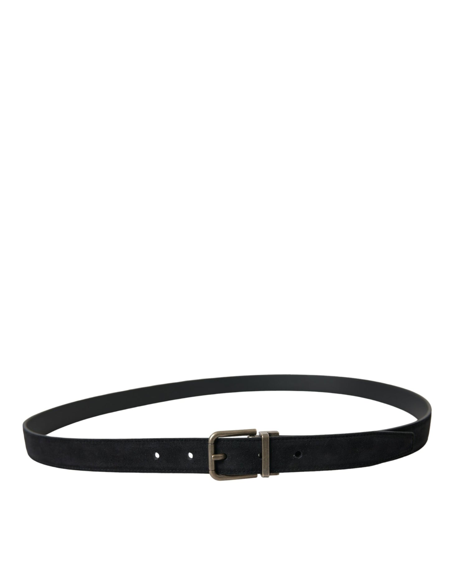 Cinturón elegante de cuero negro con hebilla de metal