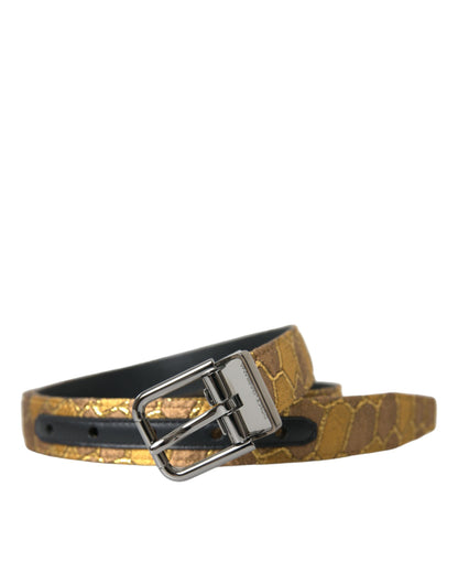 Cinturón elegante de cuero dorado