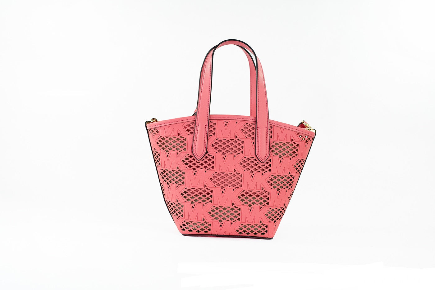 Bolso bandolera pequeño Kimber de piel color rosa té, 2 en 1, con cremallera