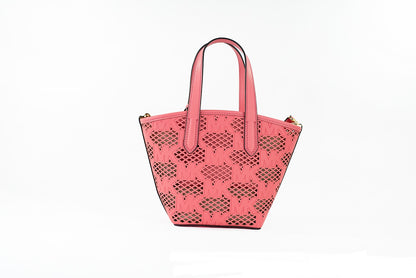 Bolso bandolera pequeño Kimber de piel color rosa té, 2 en 1, con cremallera