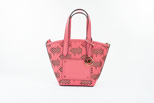 Bolso bandolera pequeño Kimber de piel color rosa té, 2 en 1, con cremallera