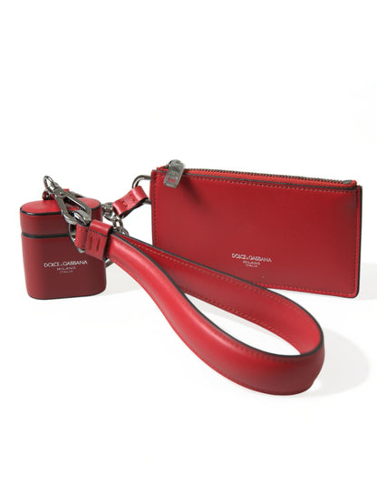 Elegante funda de cuero rojo para Airpods