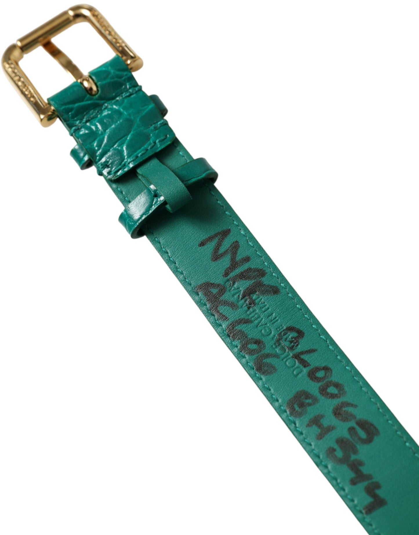 Elegante banda de cuero verde para el cuello