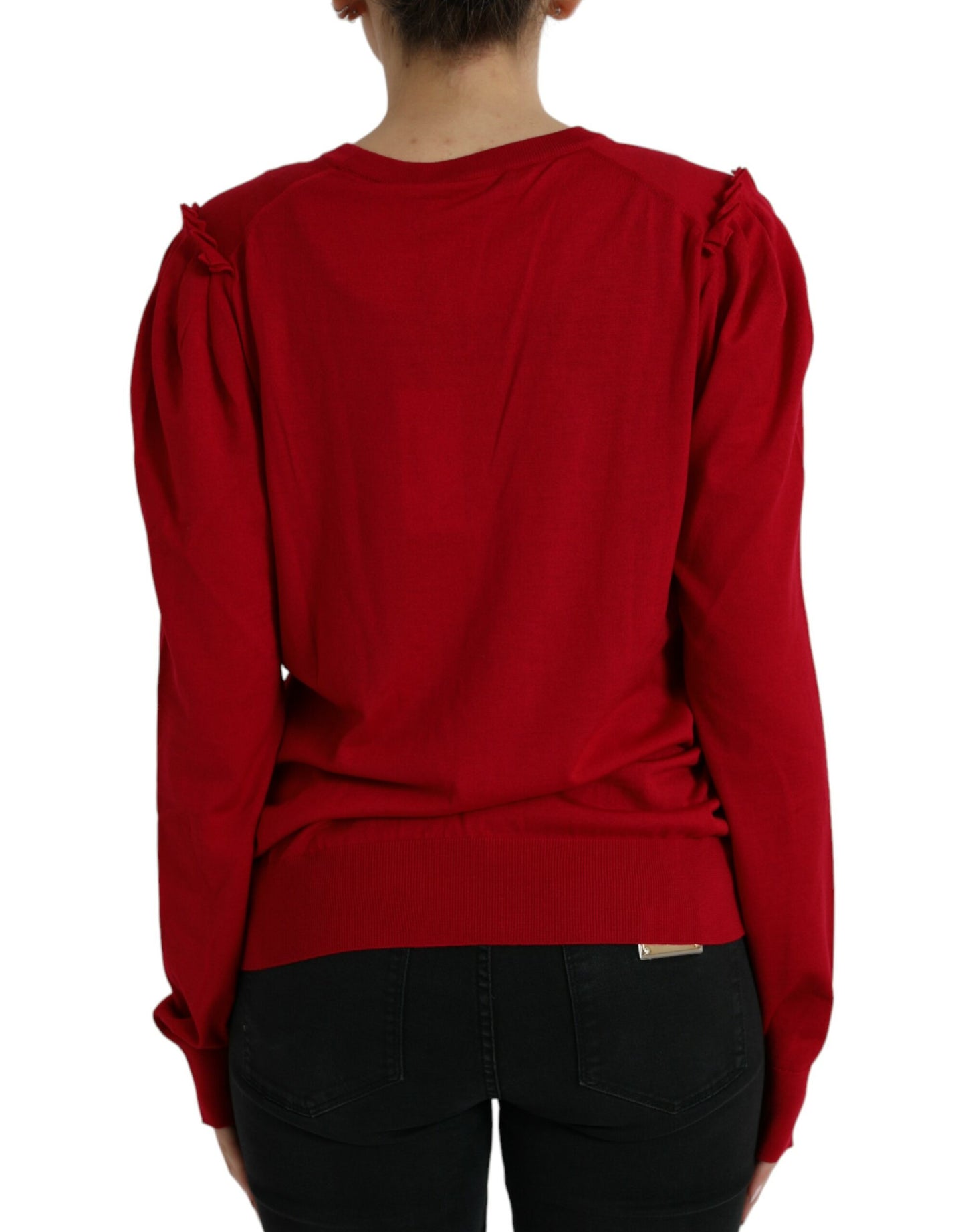 Elegante cárdigan rojo de lana con cuello en V