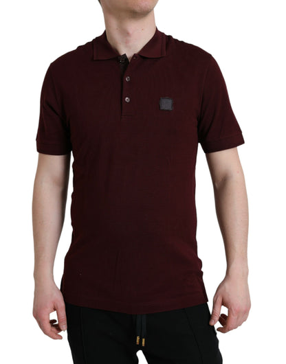 Elegante polo de mezcla de algodón color granate