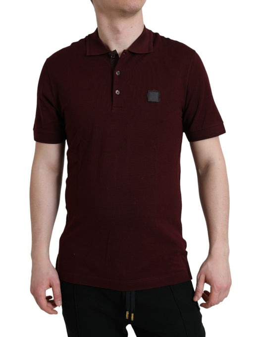 Elegante polo de mezcla de algodón color granate