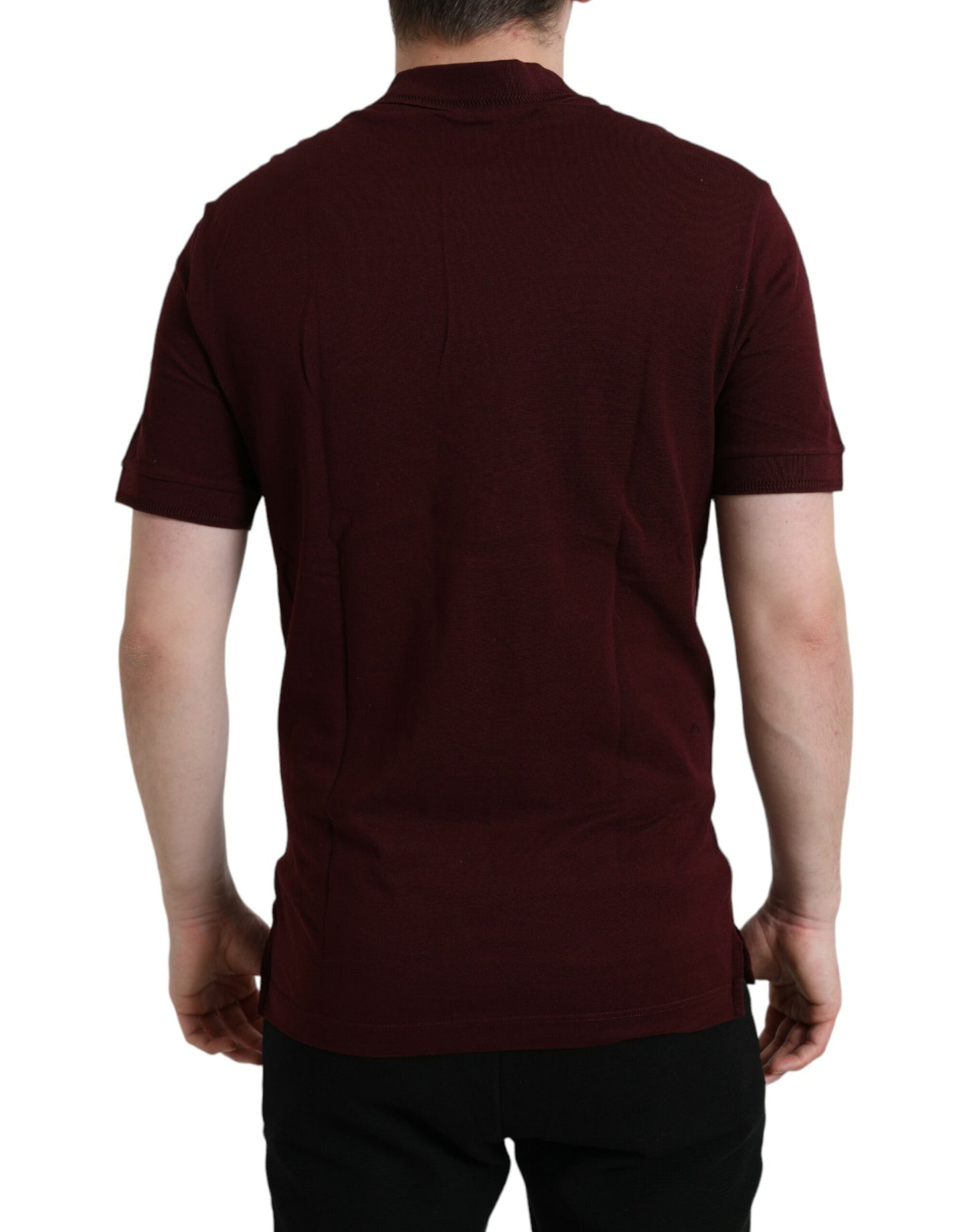 Elegante polo de mezcla de algodón color granate