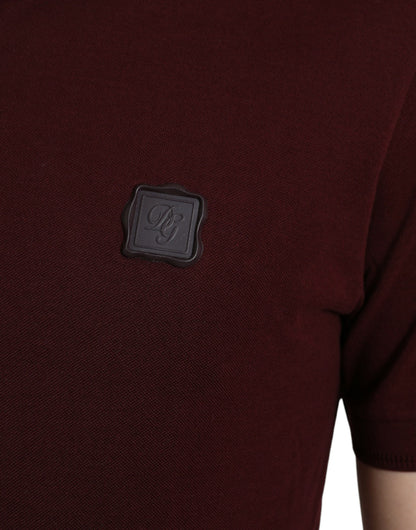 Elegante polo de mezcla de algodón color granate