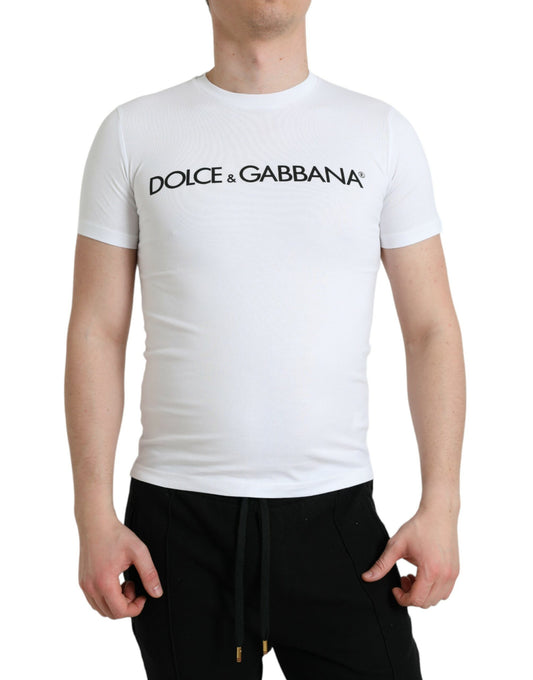 Elegante camiseta blanca de cuello redondo con logotipo