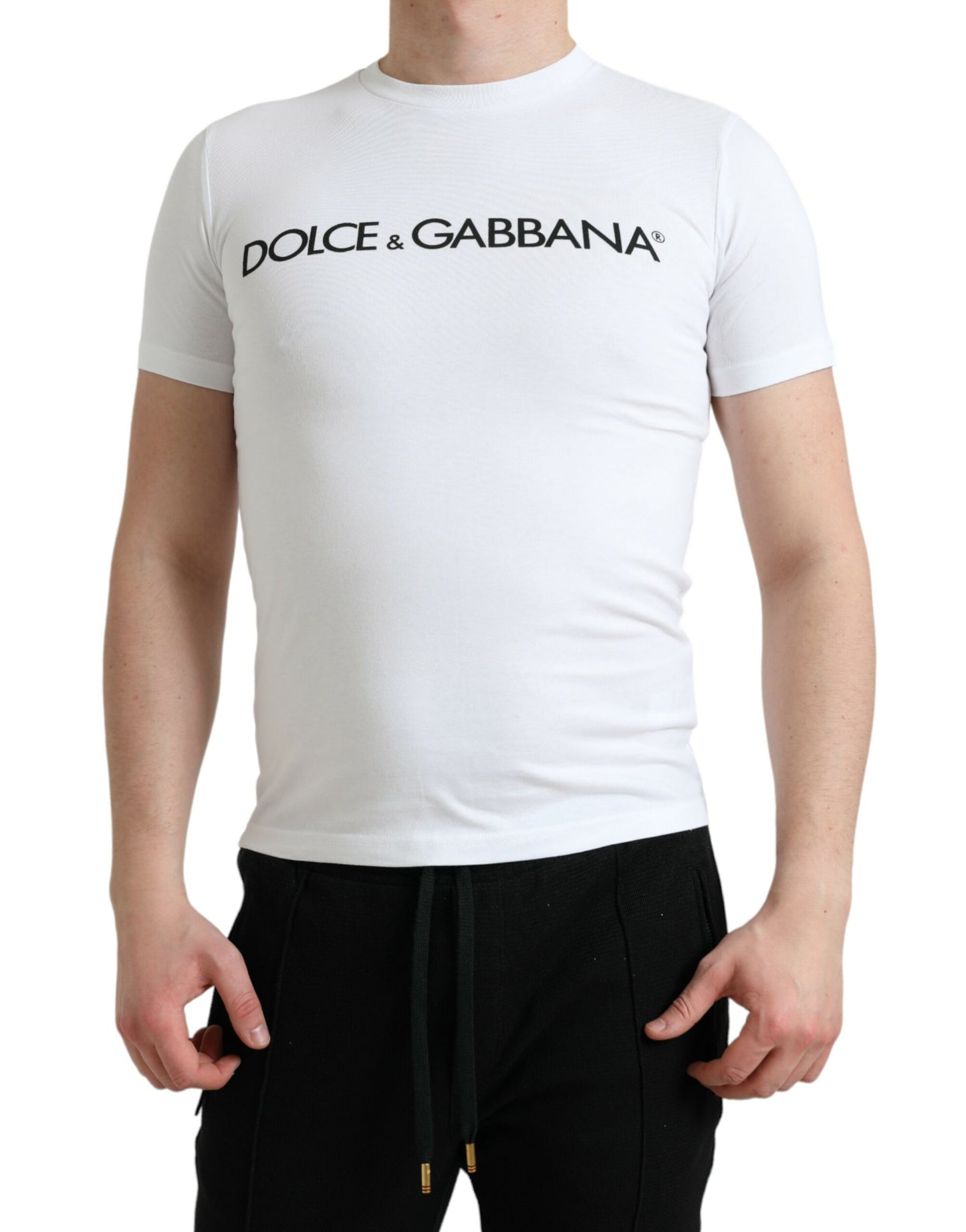 Elegante camiseta blanca de cuello redondo con logotipo