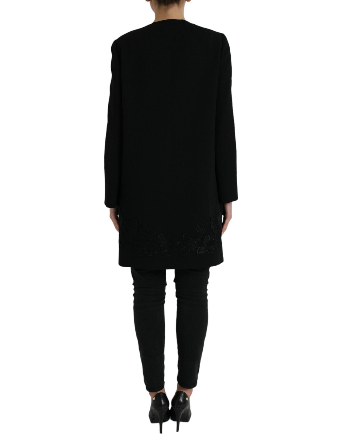 Elegante gabardina de lana con botones florales
