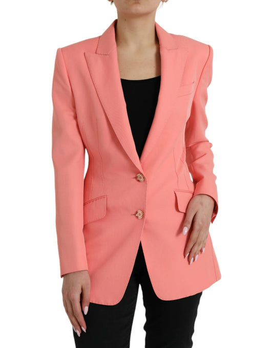 Blazer elegante rosa con solapa de pico