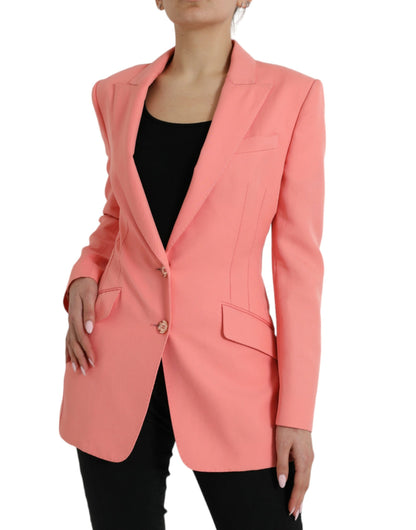 Blazer elegante rosa con solapa de pico