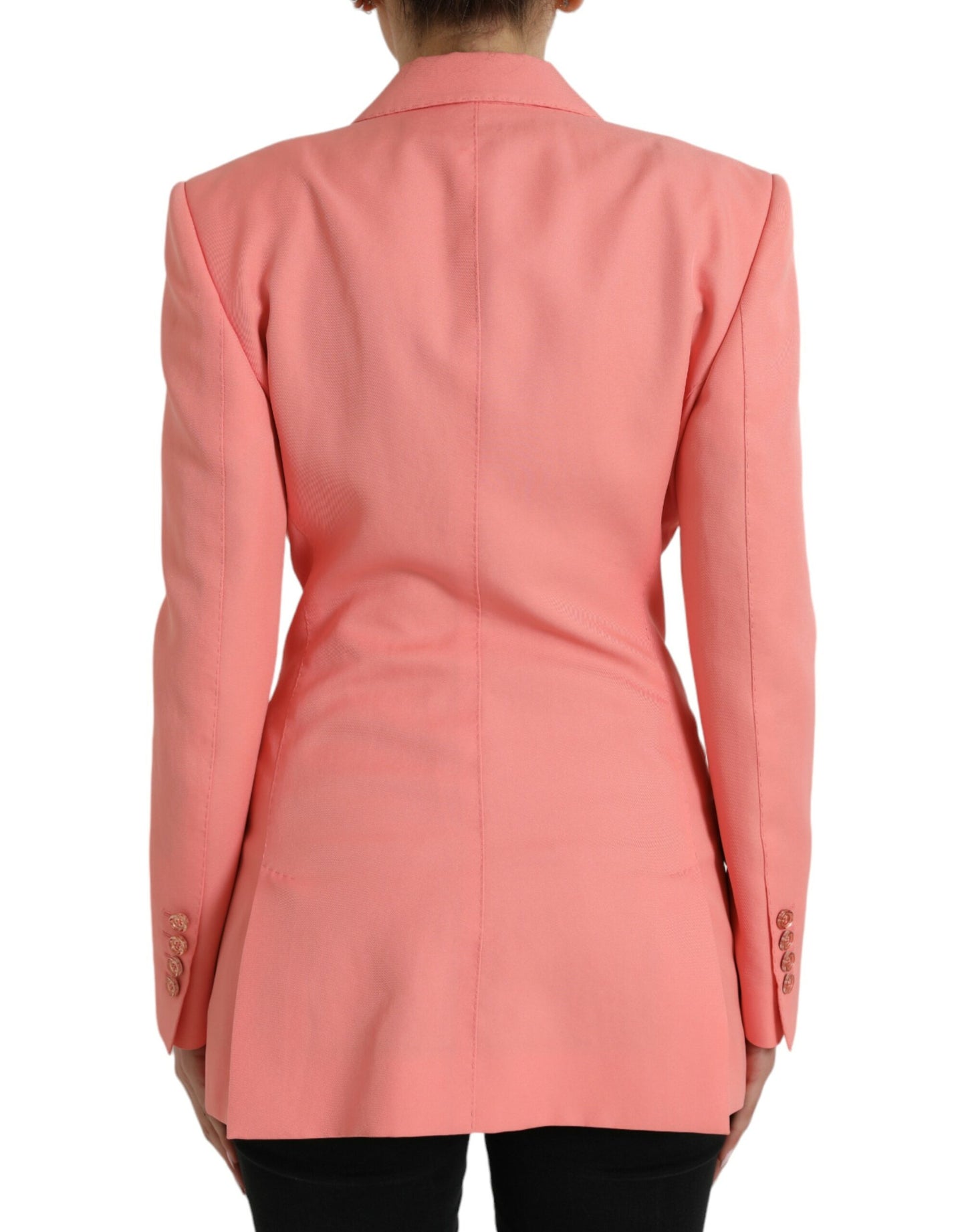 Blazer elegante rosa con solapa de pico