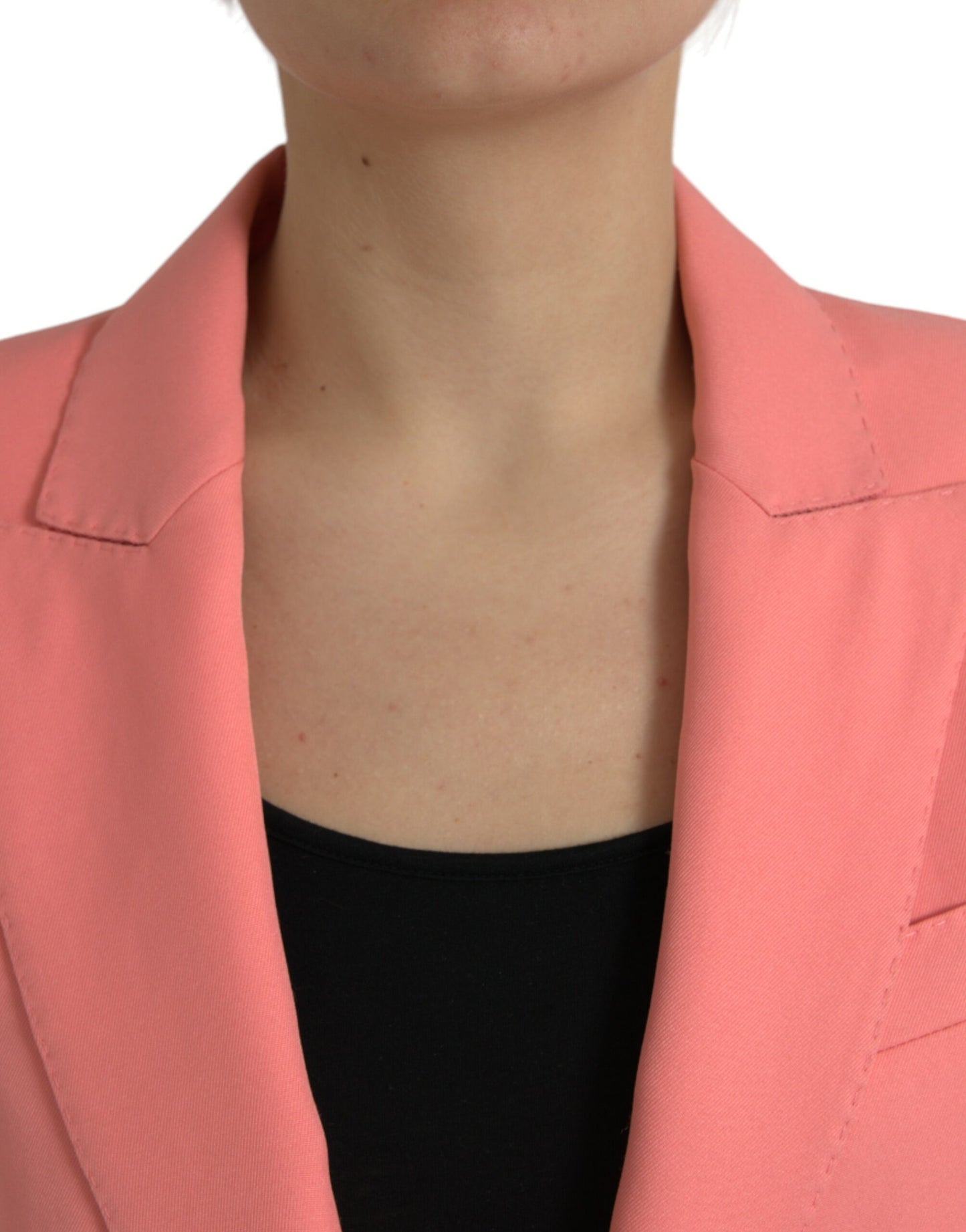 Blazer elegante rosa con solapa de pico