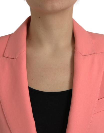 Blazer elegante rosa con solapa de pico