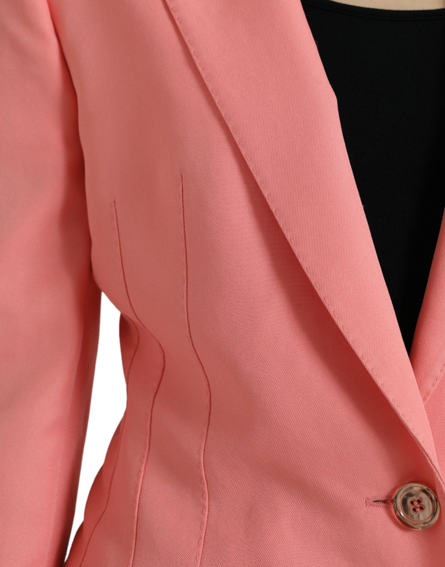 Blazer elegante rosa con solapa de pico