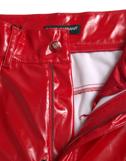 Pantalones pitillo de cintura alta rojos y elegantes