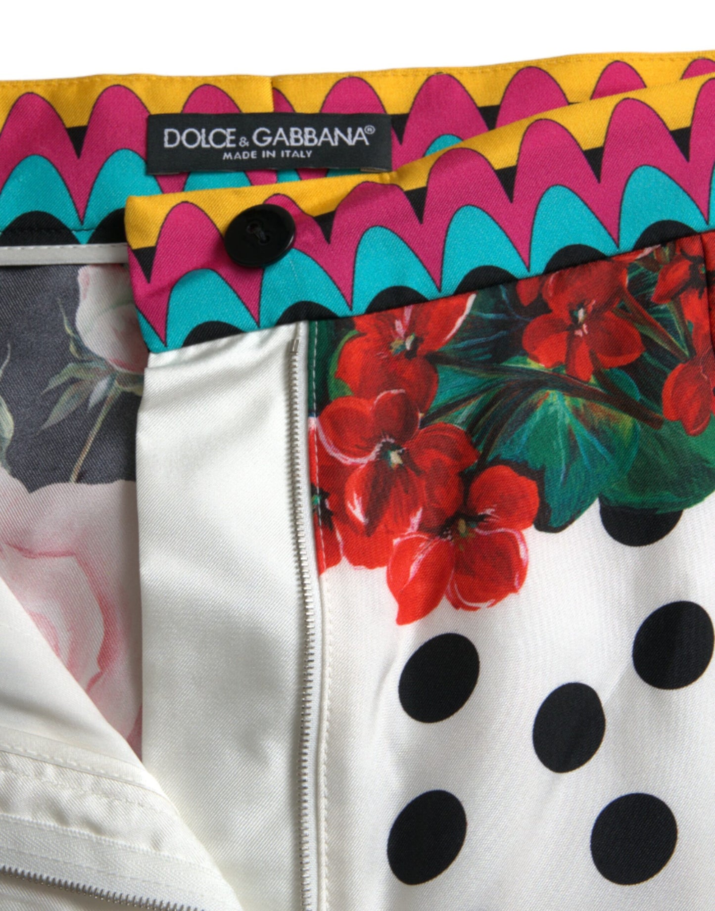 Pantalones cortos de cintura alta de seda multicolor
