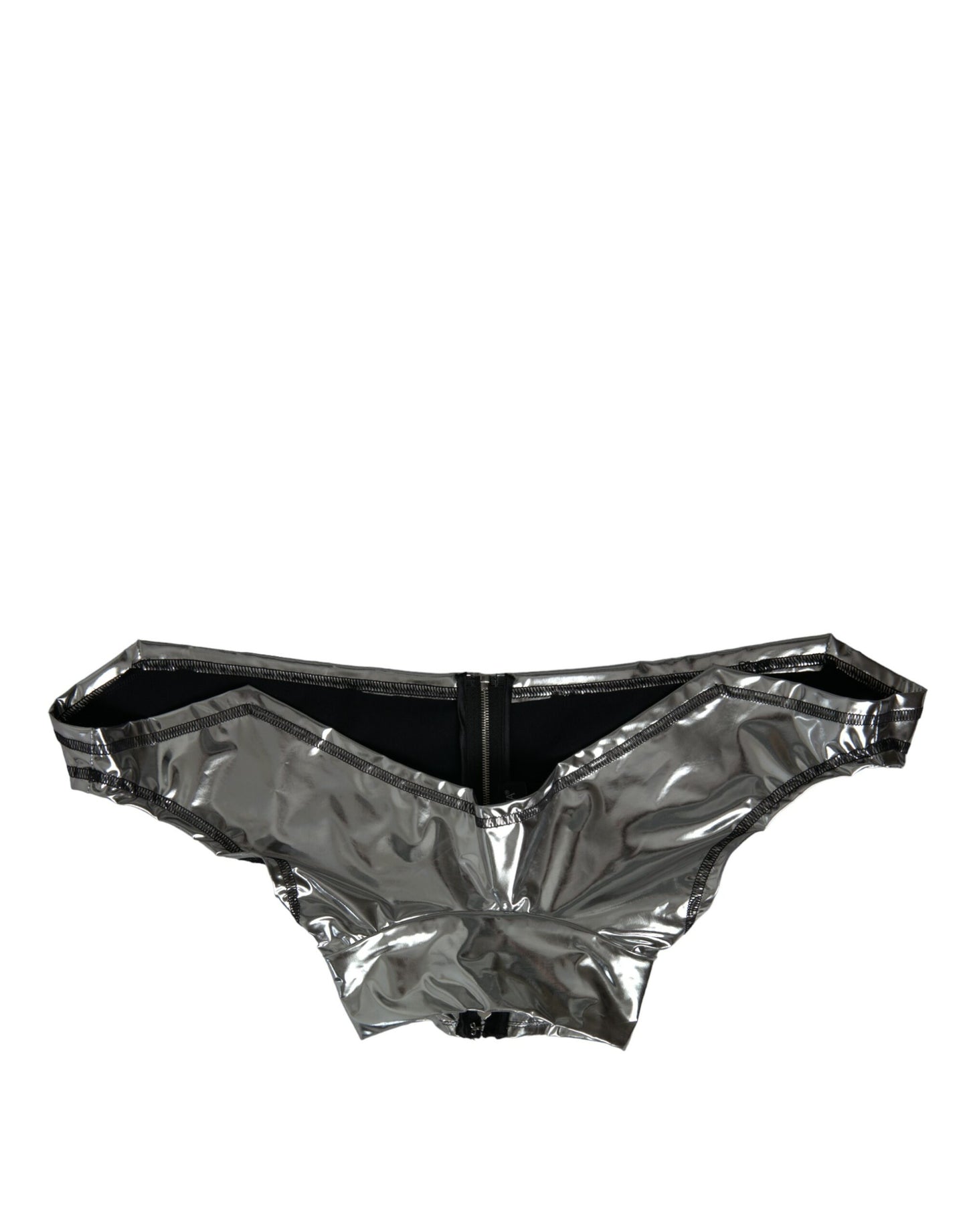 Top elegante plateado con cierre de cremallera