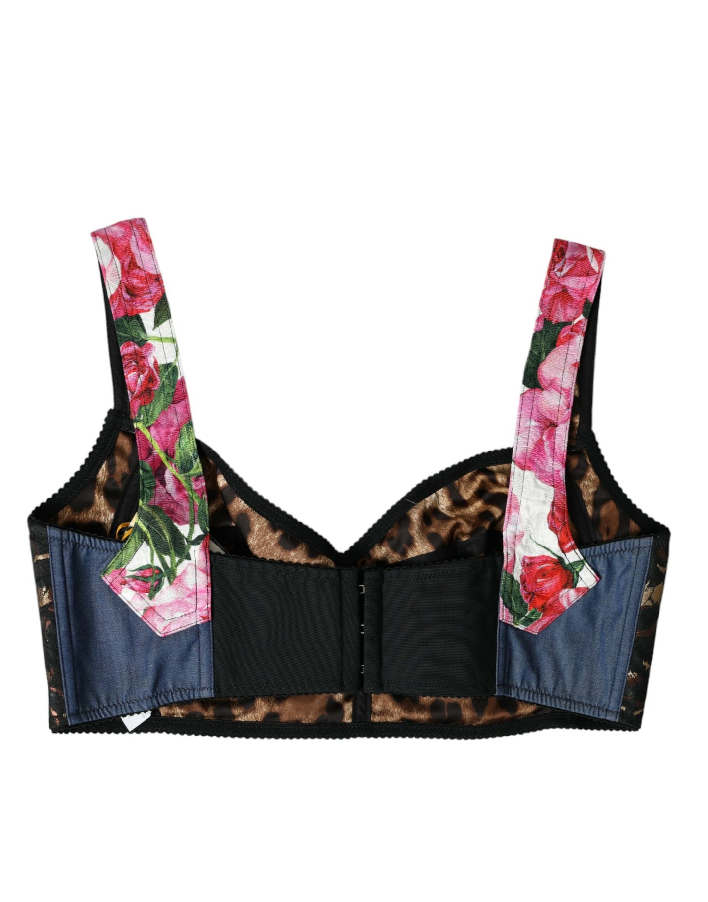 Top corto con corpiño y patchwork floral