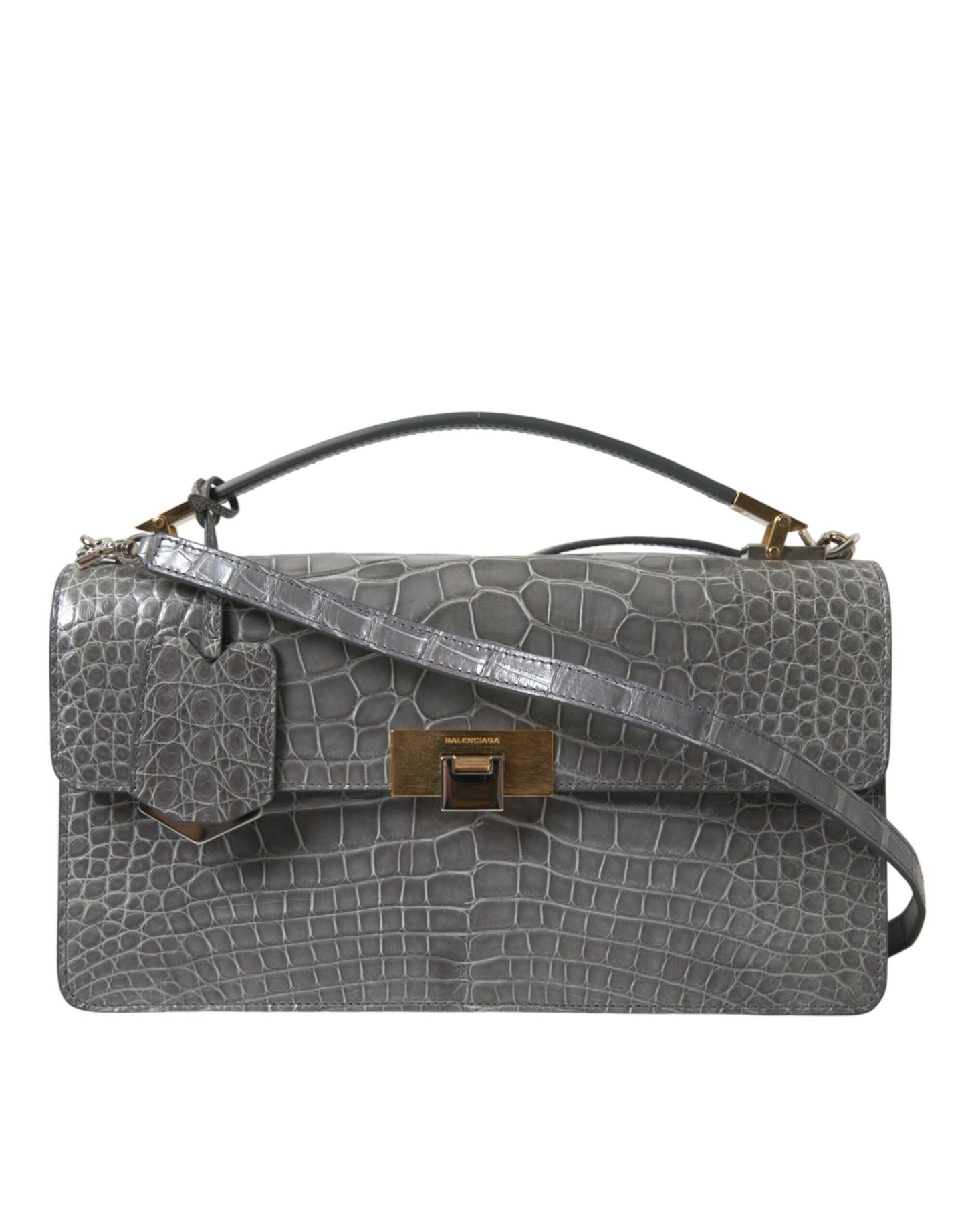 Bolso de hombro mediano de piel de cocodrilo