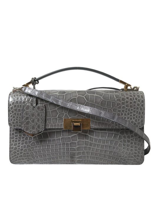 Bolso de hombro mediano de piel de cocodrilo