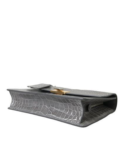 Bolso de hombro mediano de piel de cocodrilo