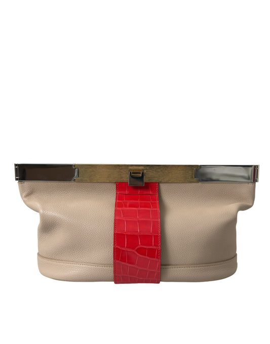 Clutch de piel exótica en dos tonos