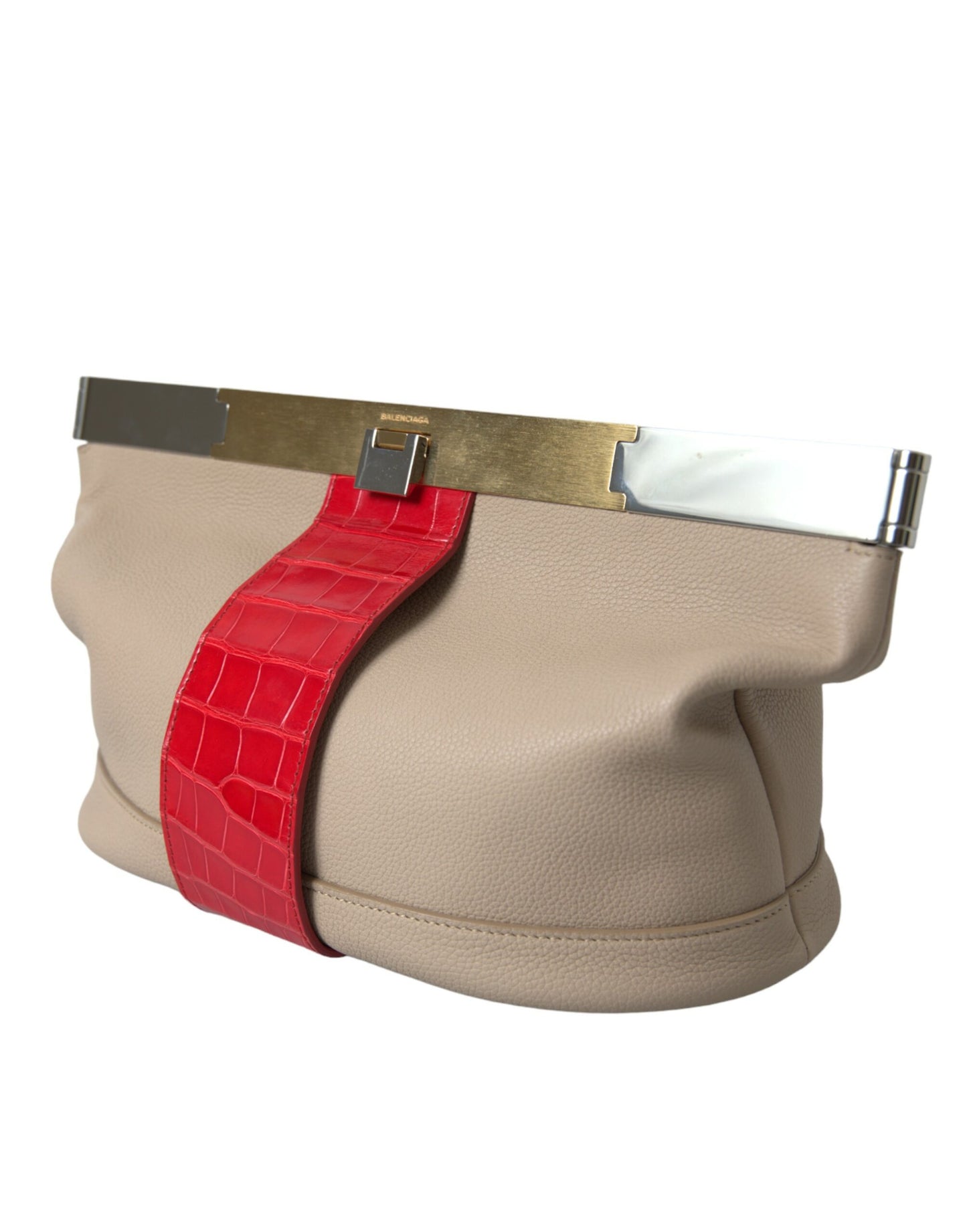 Clutch de piel exótica en dos tonos