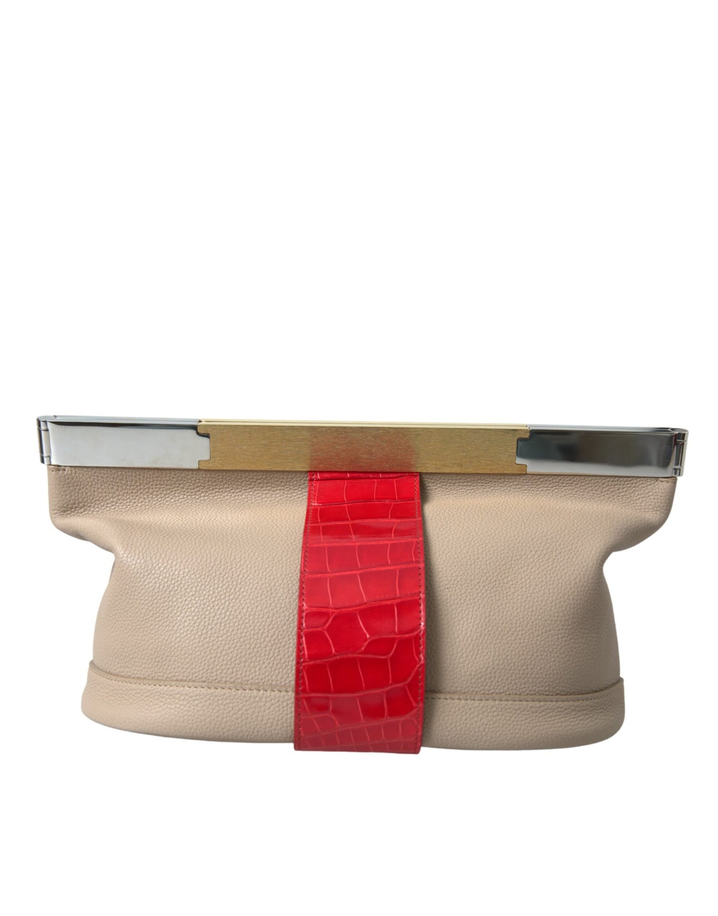 Clutch de piel exótica en dos tonos