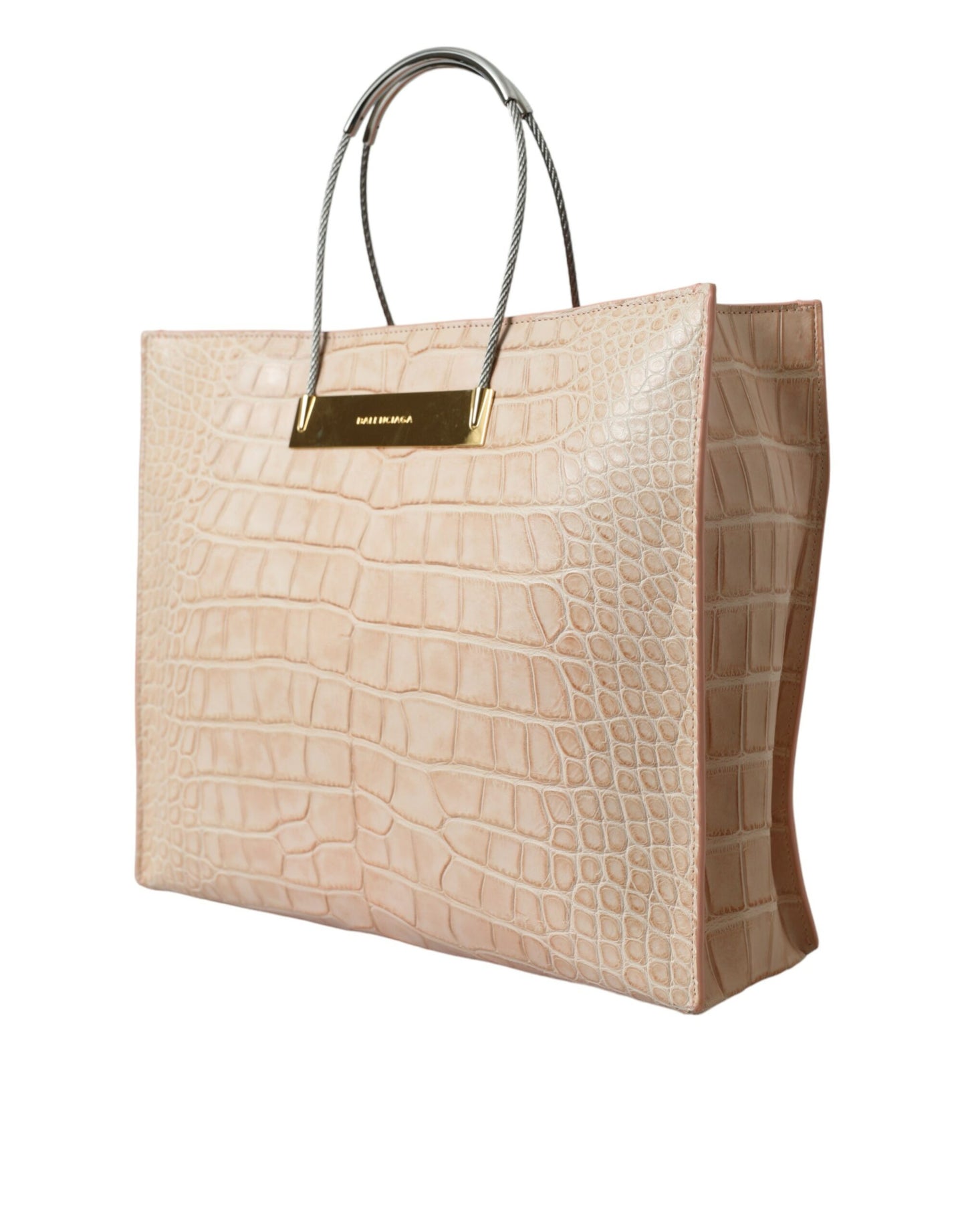 Bolso tote elegante de piel de cocodrilo rosa