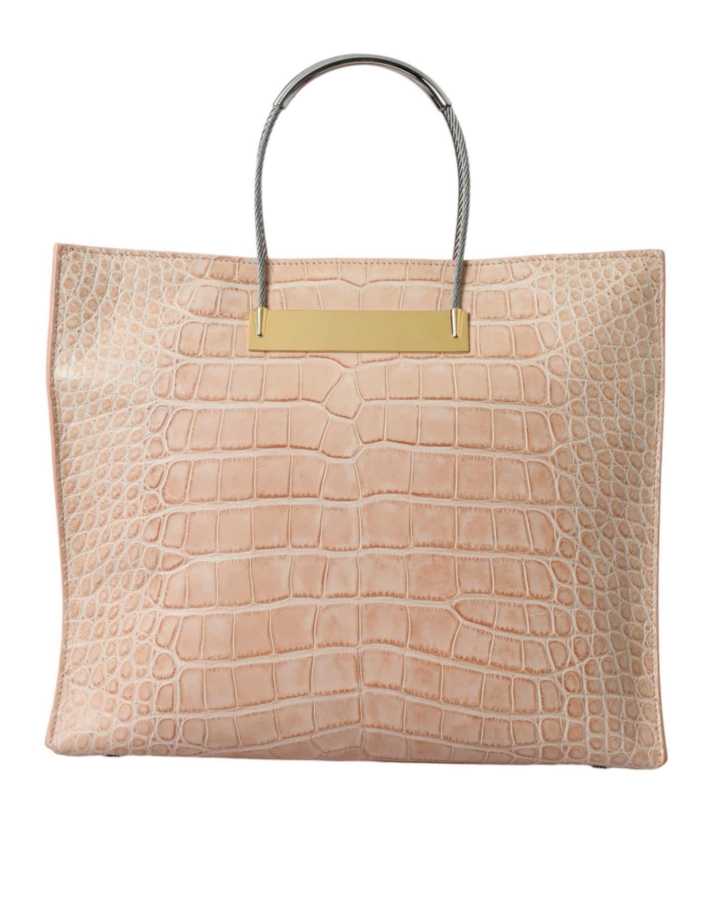 Bolso tote elegante de piel de cocodrilo rosa