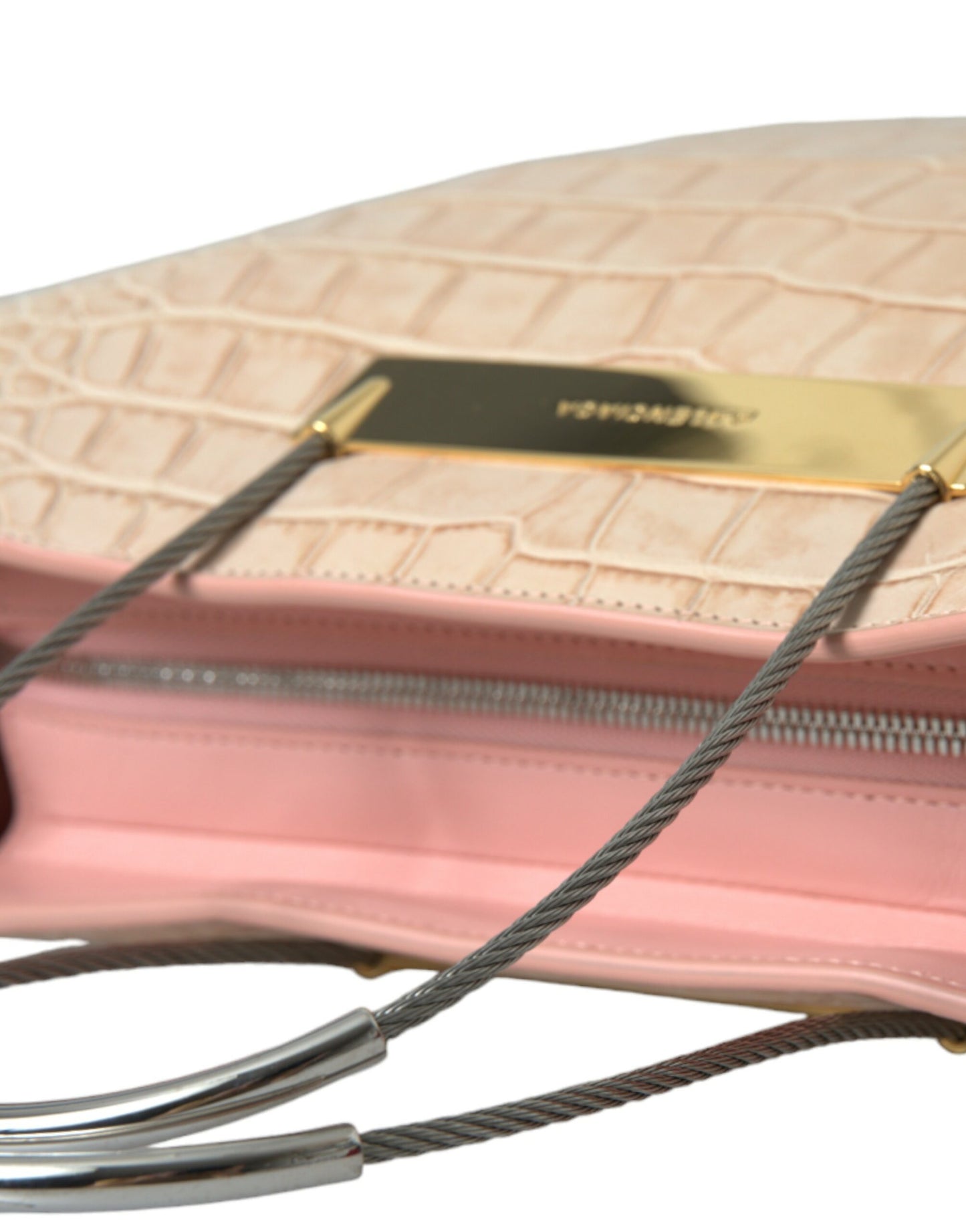 Bolso tote elegante de piel de cocodrilo rosa