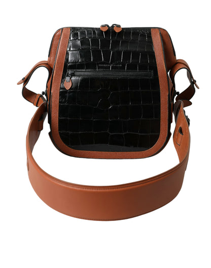 Elegante bolso bandolera de piel de cocodrilo