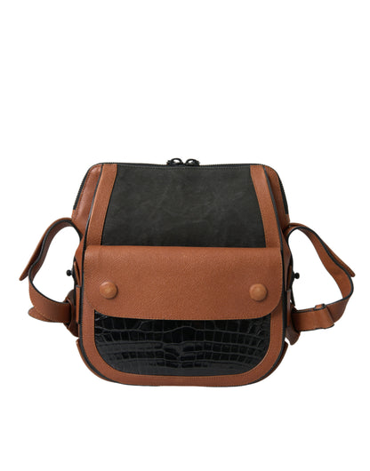 Elegante bolso bandolera de piel de cocodrilo