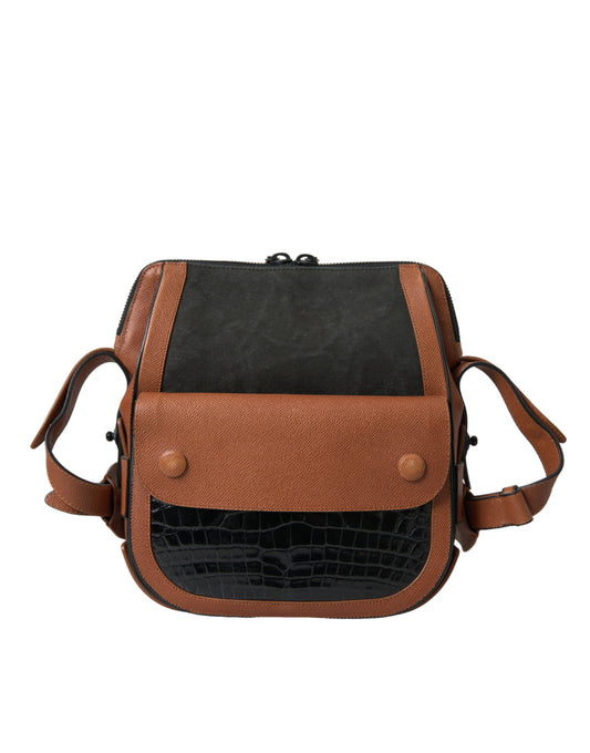 Elegante bolso bandolera de piel de cocodrilo
