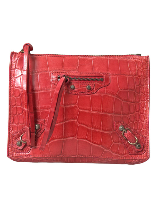 Clutch de piel de caimán rojo exótico