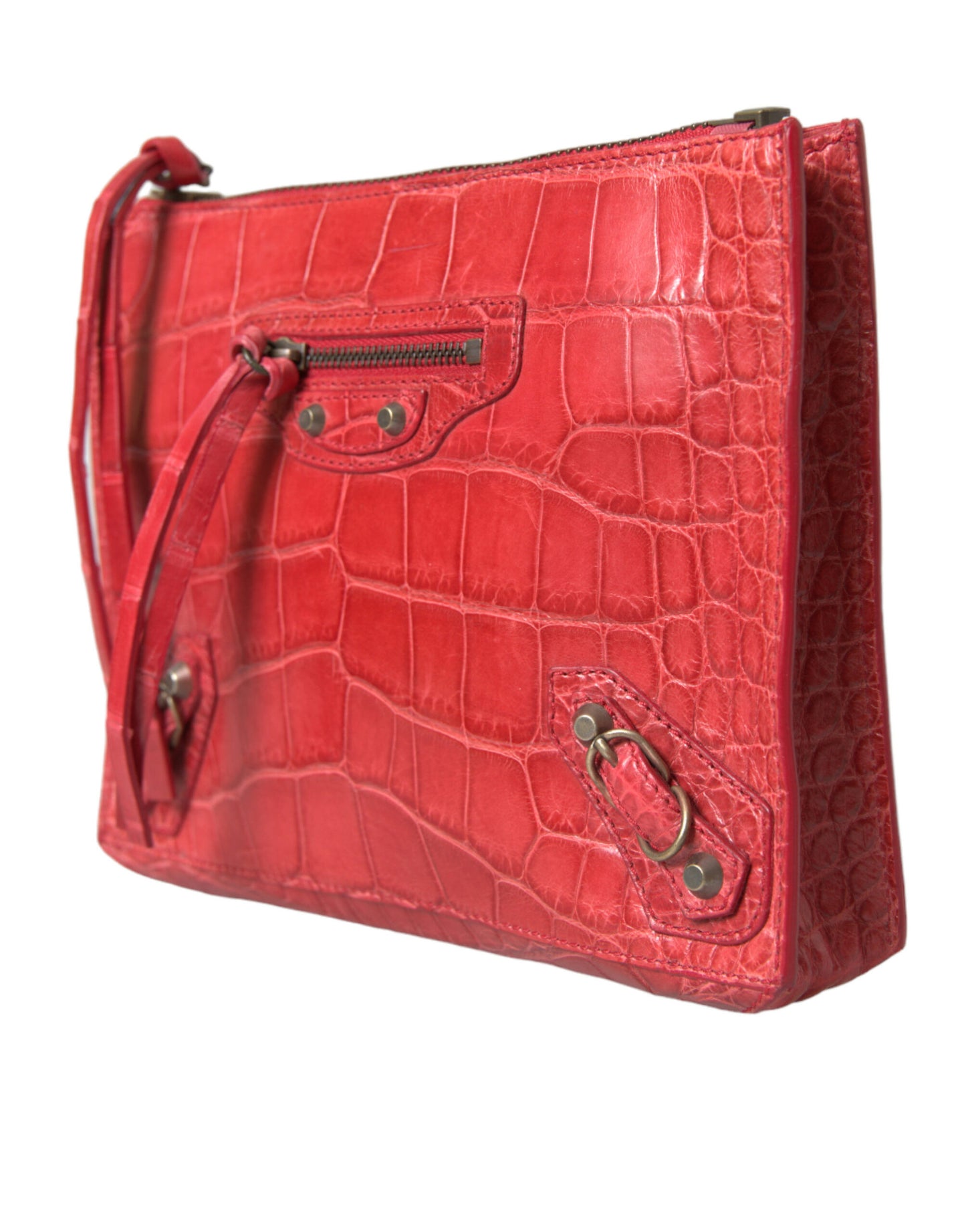Clutch de piel de caimán rojo exótico