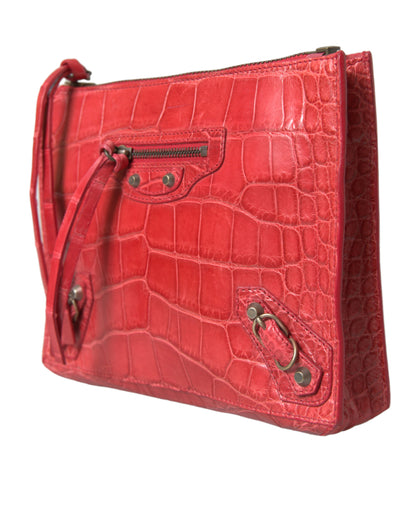Clutch de piel de caimán rojo exótico